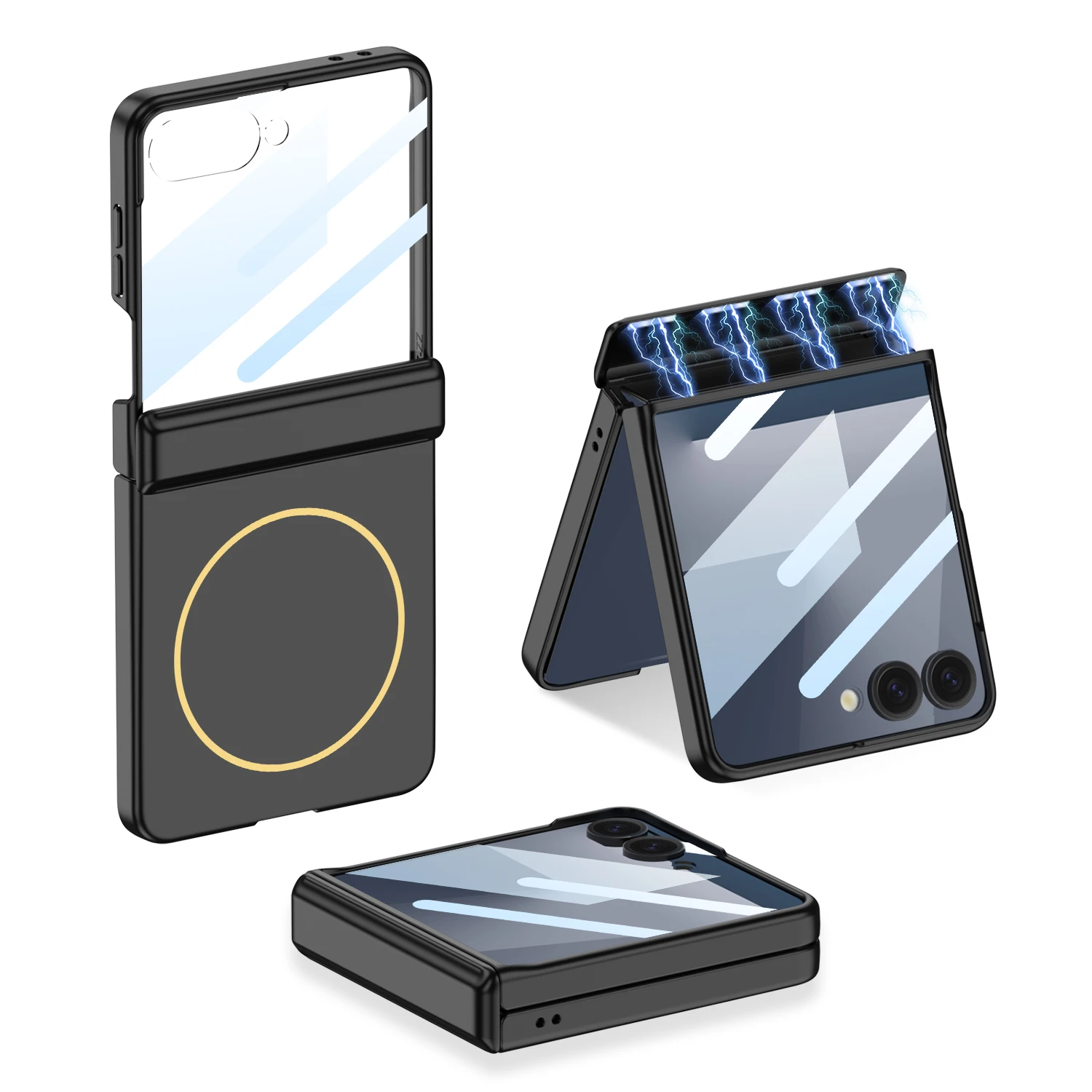 

For Samsung Galaxy Z Flip 7 Ultra Thin Magnetic Hinge MagSafe Phone Case Wireless Charging Tempered Glass Film Shockproof Cover