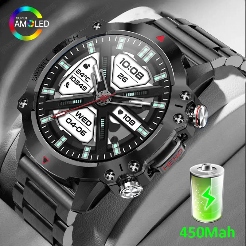 New Outdoor Smart Watch AMOLED Screen Sport Three Defenses Smartwatch 450mAh Long Battery Life IP67 Waterproof Fitness Tracker