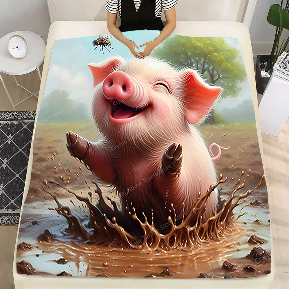 

Kawaii Cute Pig Cartoon Soft Flannel Blankets,Keep Warm Throw Blanket Comfortable Blanket for Picnic Beds Sofa Home Bedroom Kids