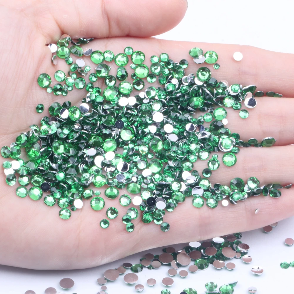 

Green Resin Rhinestones 500/1000pcs 2-6mm Round Flatback Non Hotfix Facets Diamonds For 3D Nails Art Phone Cases DIY Design