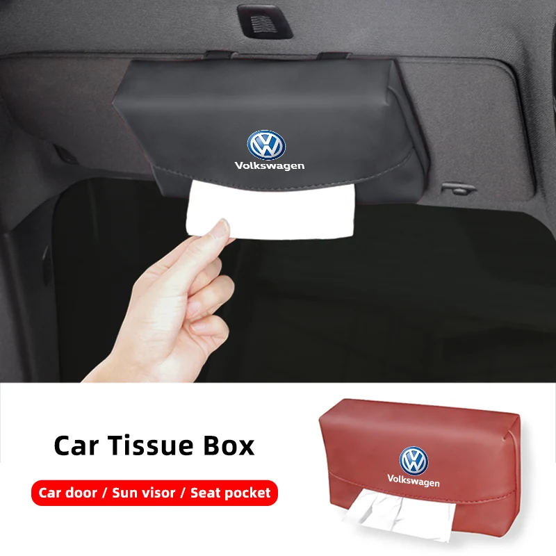 Car Door Hang Tissue Box Sun Visor Toilet Paper Storage Bag For VW GTI Polo Golf Passat Tiguan Arteon Touareg Taigo Caddy Jetta