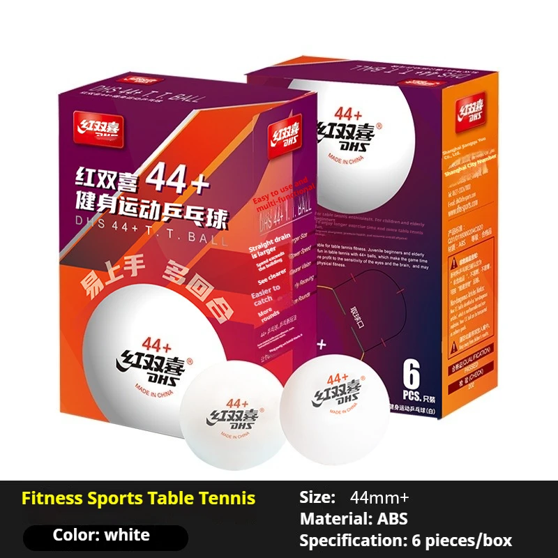 DHS Large Size 44mm+ Table Tennis Balls ABS New Material Training & Fitness Ping Pong Balls with Seam 6PCS/BOX Table Tennis Ball