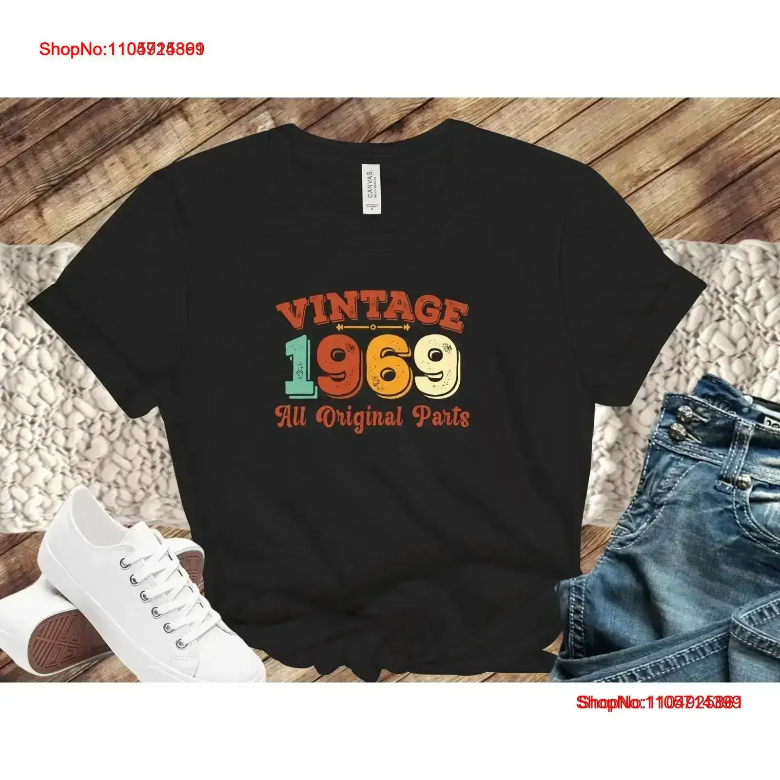 1969 Vintage T Shirt Birth Year All Original Parts Birthday for GenX Washed fashion Breathable Slightly vintage Washed