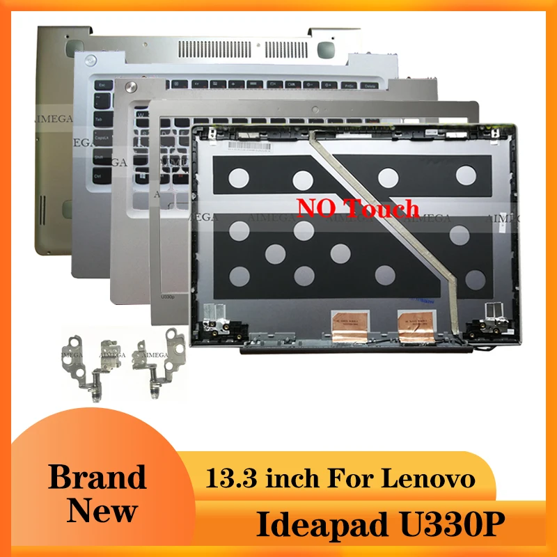 NEW For Lenovo Ideapad U330 U330P U330T Laptop LCD Back Cover/Front Bezel/Hinge/Palmrest/Bottom Case 3CLZ5LCLV00 Silver NO Touch