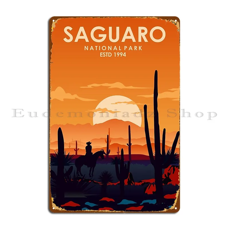 Saguaro National Park Vintage Minimal Travel Poster Metal Signs Funny Customize Pub Plates Character Garage Tin Sign Poster