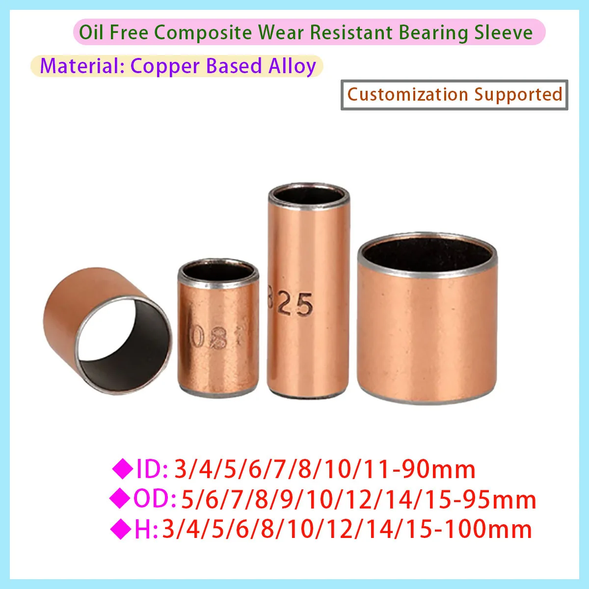 SF-1 Oil-free Self-lubricating Composite Bearing Bronze Bushing Outer Diameter 28-40mm Inner Diameter 25 28 30 32 35 36mm