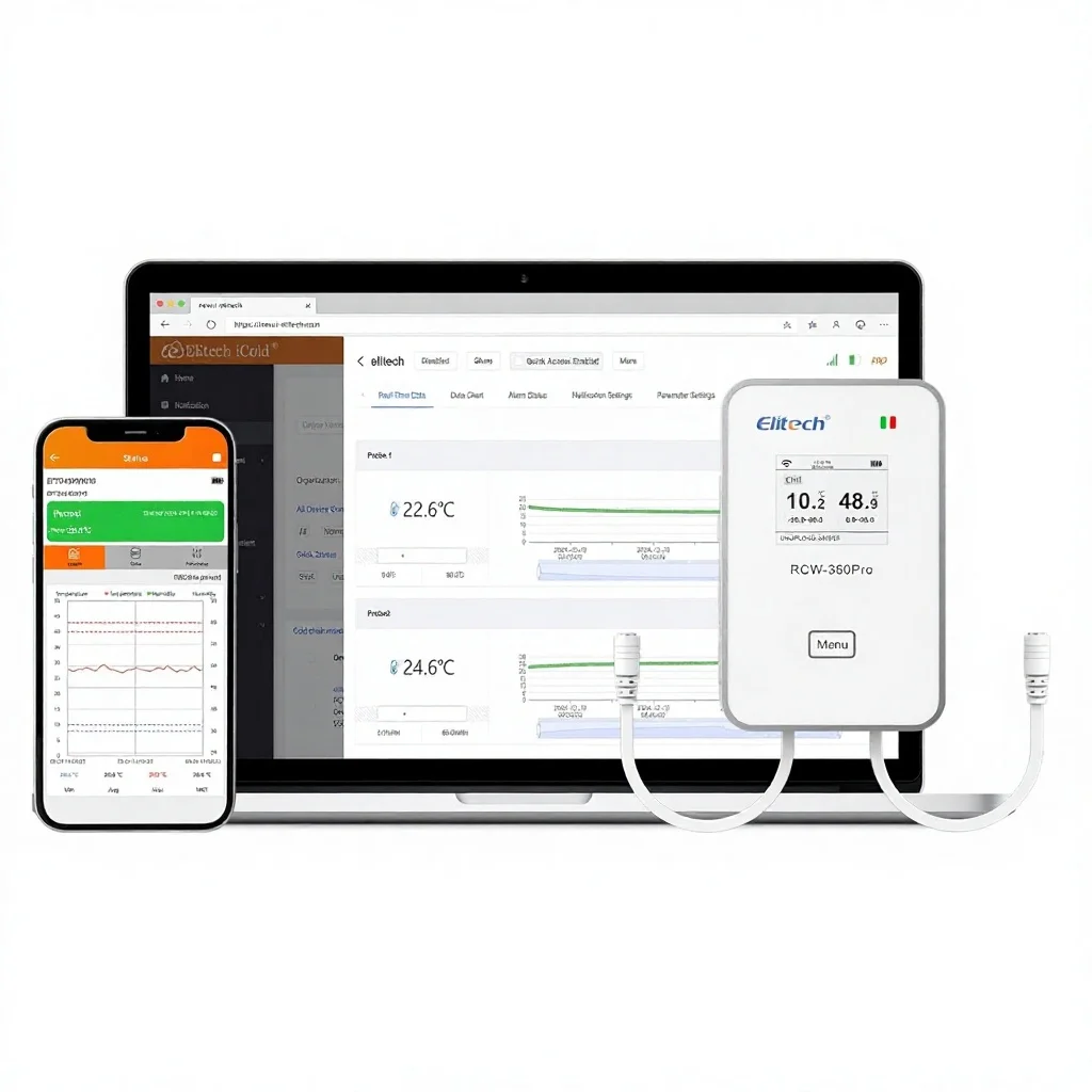 4G Real-Time Temperature Humidity   Built-in SIM Card Dual Channel Data Logging USB Cloud Storage SMS/Email/App/Web Alerts