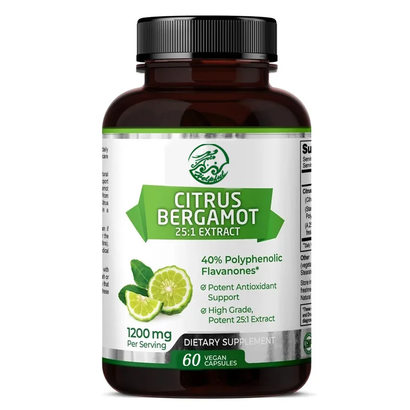 Super natural citrus bergamot 25:1 concentrated extract, 1200mg, 40% polyphenolic flavonoids, 60 vegetarian capsules