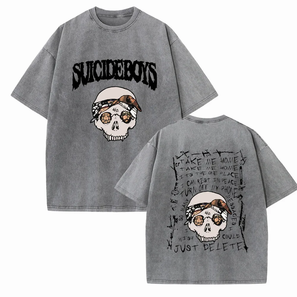 Suicideboys Washed T-shirt Suicideboys Fan T-shirt Unisex Harajuku Short Sleeve Tshirts