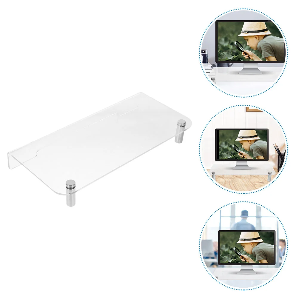 Acrylic Monitor Stand 50X20X5CM Clear Laptop Display Riser Computer Screen Holder Office Desk ganizer Metal Feet Multi