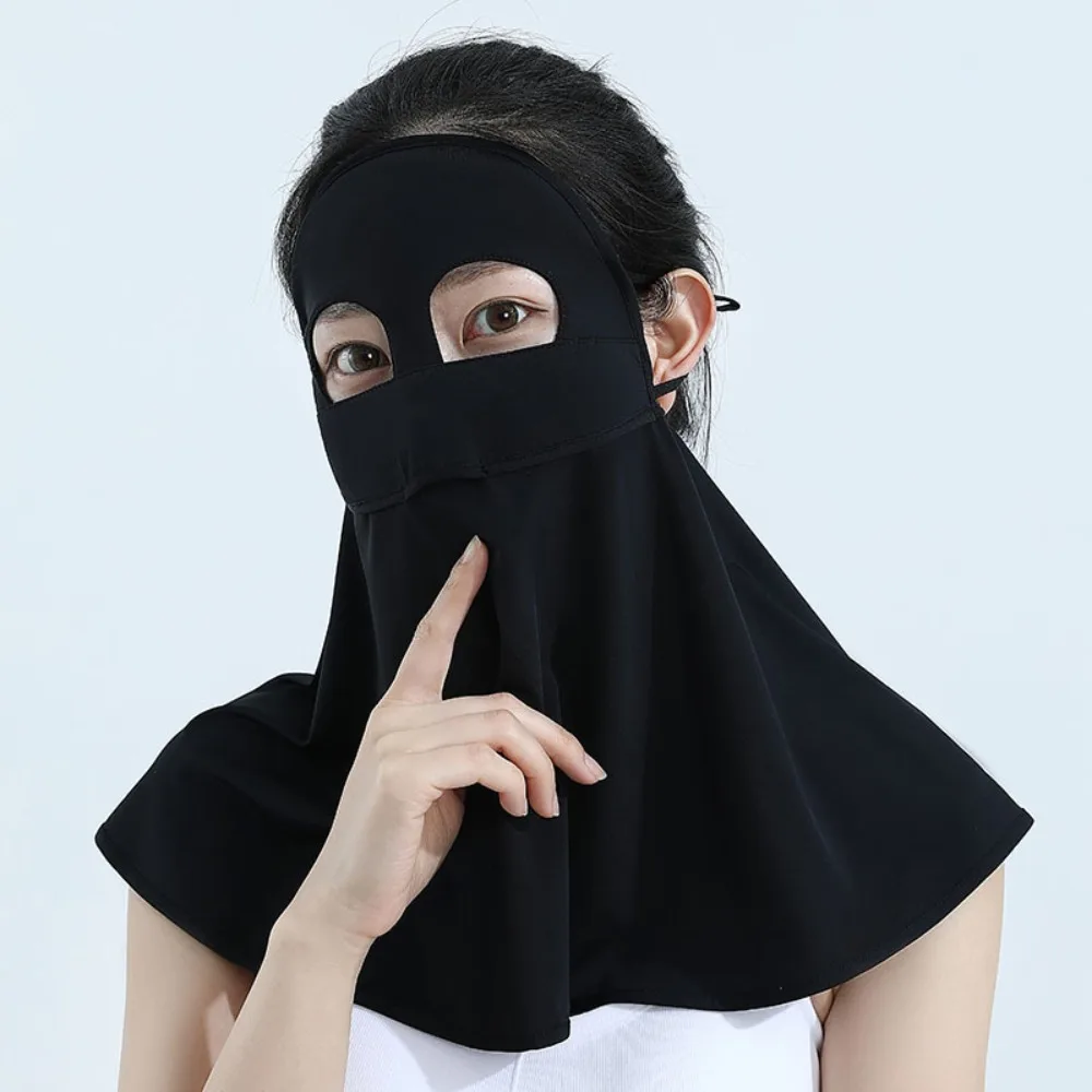 

New Ice Silk Sun Protection Mask Full Face Breathable Sunshade Face Mask Neck Protection Dustproof Anti-UV Neck Scarf Summer