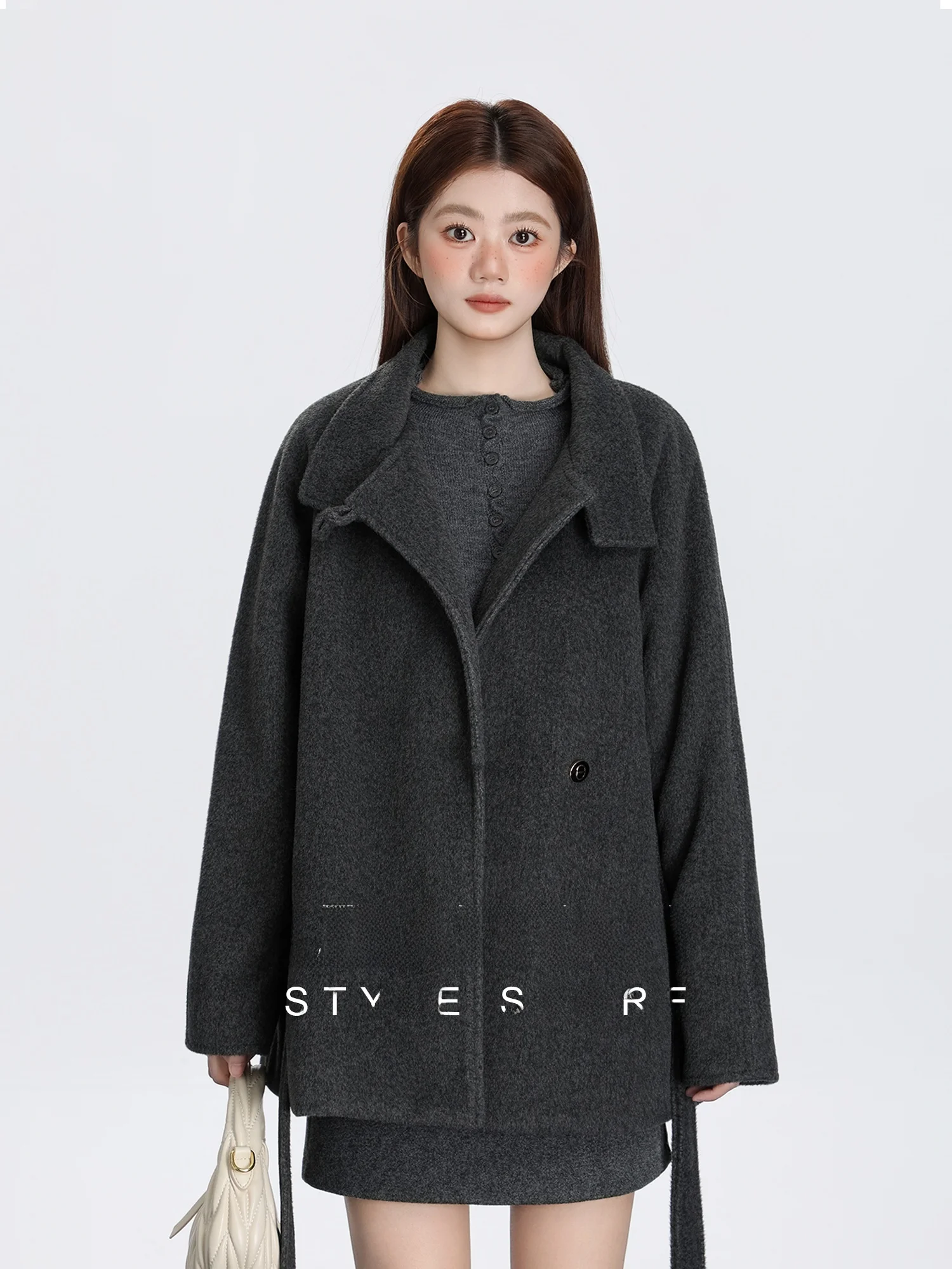 

Женское шерстяное пальто с воротником-стойкой, свободного кроя, зимнее, новое, с поясом, удлиненное, средней длины, эксклюзив онлайн-продажи