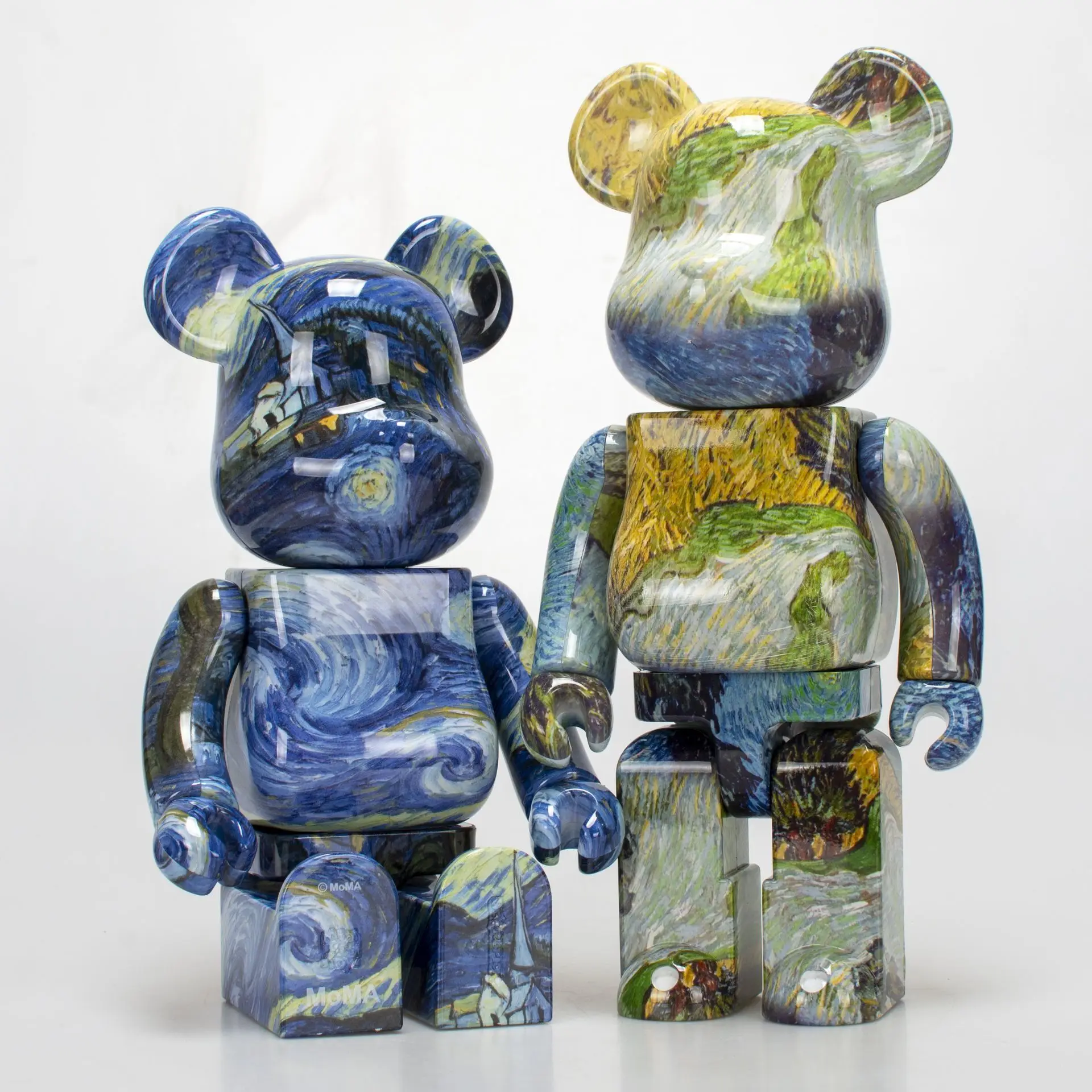 

Bearbrick 400% Van Gogh Starry Night And Provence Country Road 28 cm Height 11 Inches Desktop Decoration Building Block Bear
