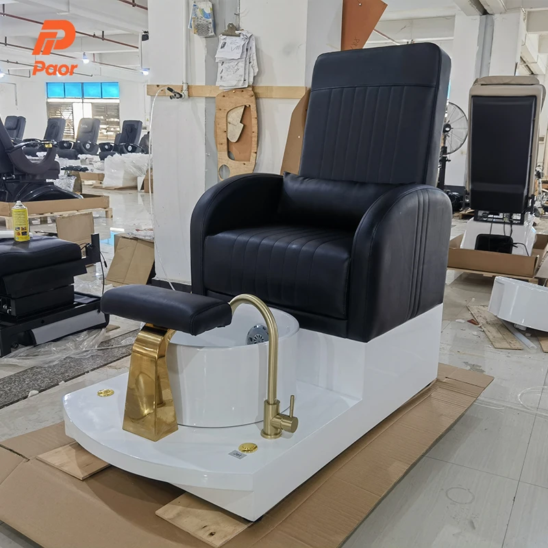 Immagine 7: Moderna poltrona da pedicure rosa per salone di bellezza con luci a LED di lusso e postazioni per manicure e pedicure