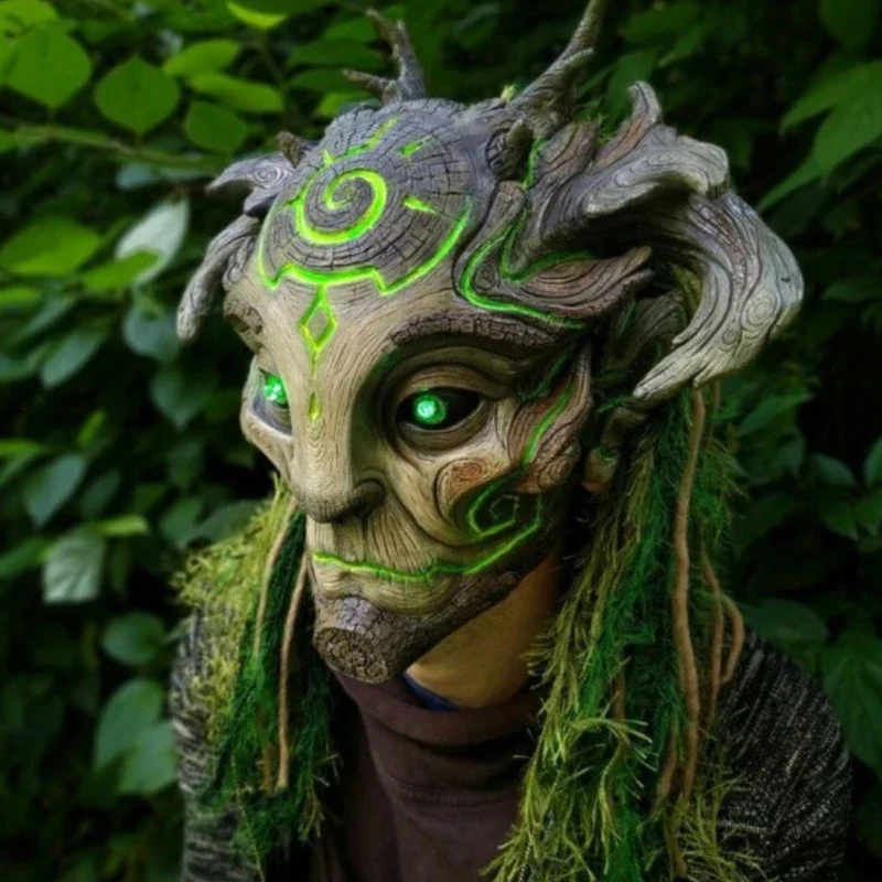 Forest Green Spirit Mask Halloween Tree Old Man Scary Horror Zombie Spooky Ghost Mask Creepy Demon Masque Carnival Party Props