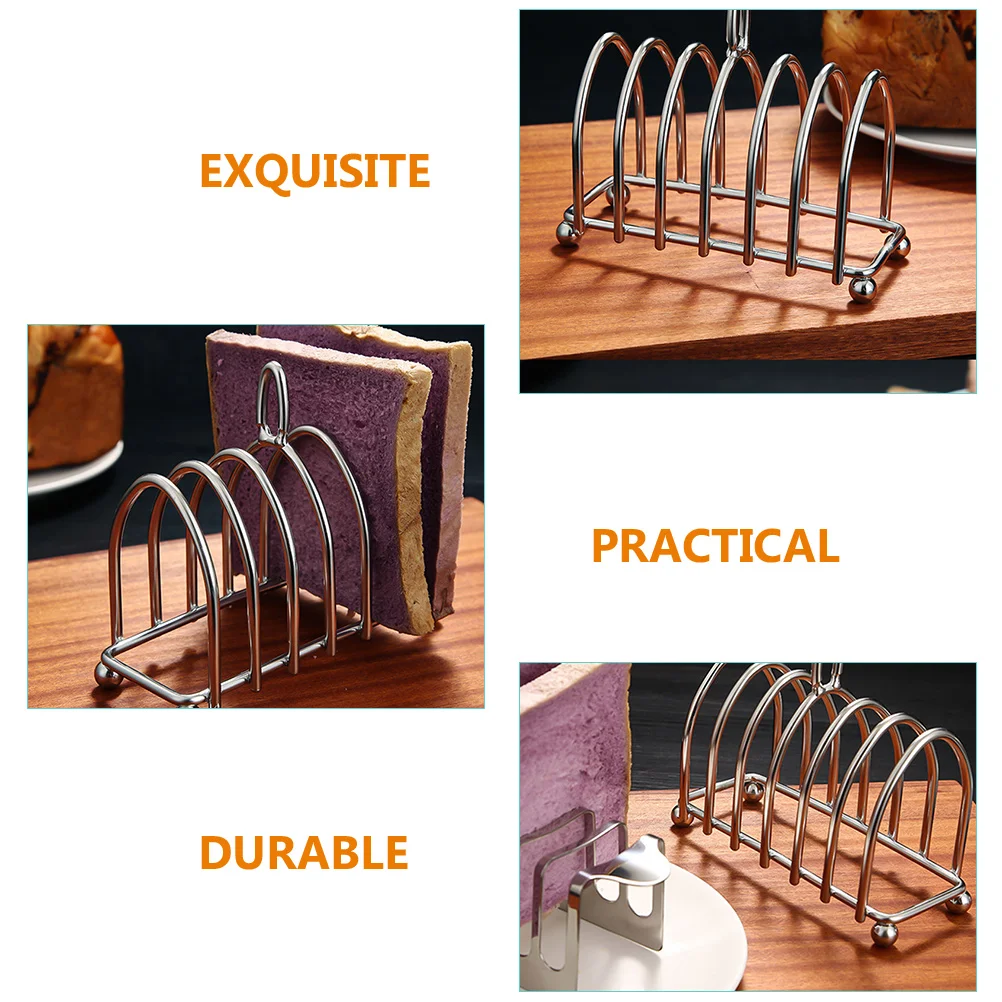 

Stainless Steel Bread Rack Household Stand Desktop Storage Stand Sliced Toast Elegant Design Countertop Kitchen