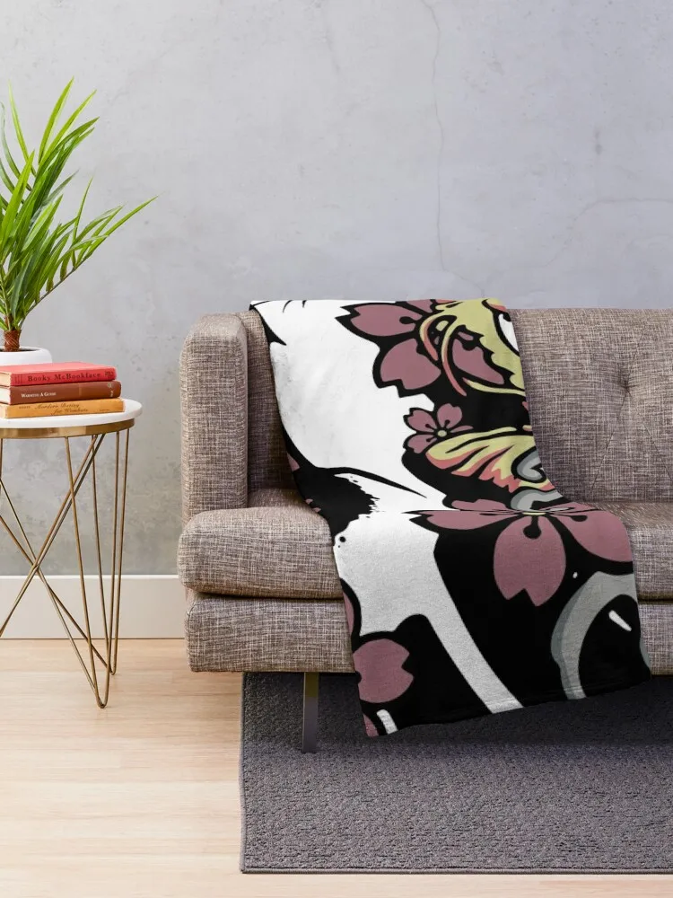 Monmon cat - Cat with japanese tattoo -Ko? Fish Throw Blanket Beautiful Blankets Decorative Blankets Weighted Blanket