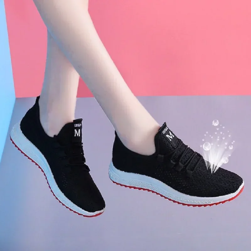 Sports Shoes Summer Women Breathable Sneaker Shoes Women Comfortable Mesh Lace-Up Flats Woman Casual Non-Slip Platform