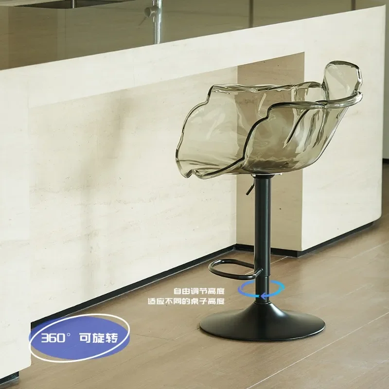 Nordic Light Luxus anhebbarer Esszimmerstuhl Designer kleine Wohnung zurück Café Insel transparenter Acrylstuhl