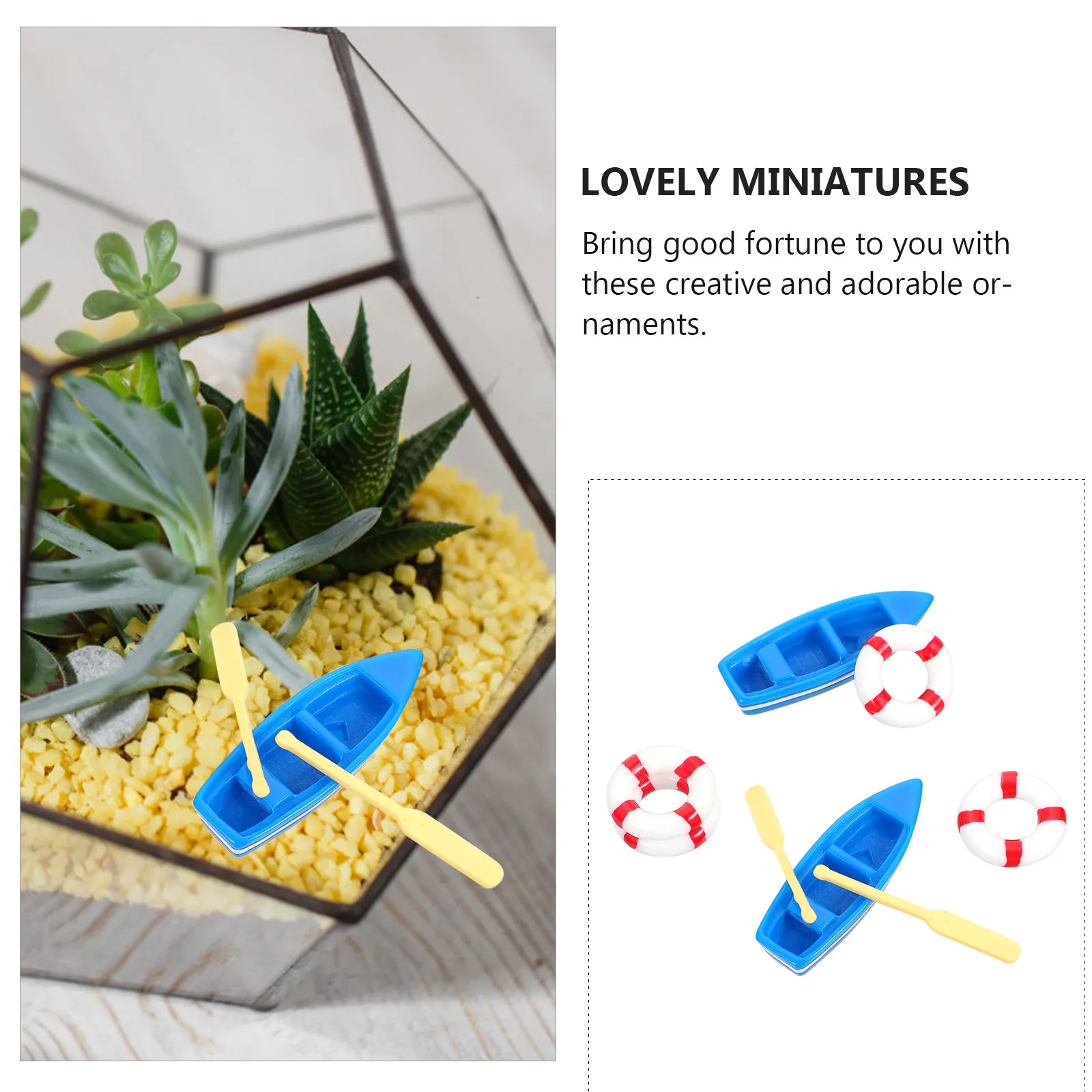 Miniature Ocean Decoration Beach Scene Ornaments Creative Home Garden Micro Summer Landscape Mini House Props Lifebuoy