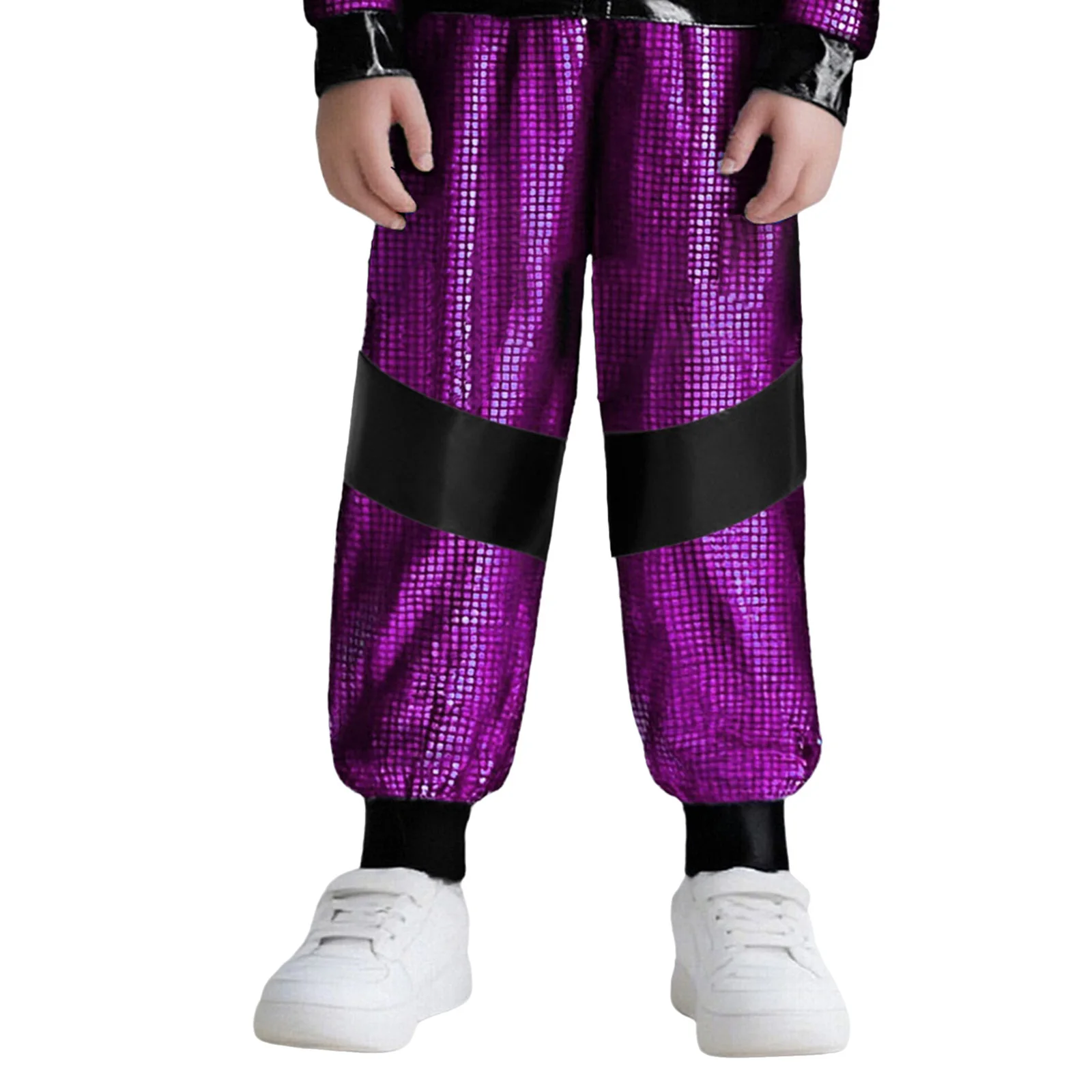 

Kids Boys Girls Hip-Hop Jazz Dance Pants Streetwear Metallic Plaid Color Block Elastic Waist Cargo Pants Trousers Dance Costume