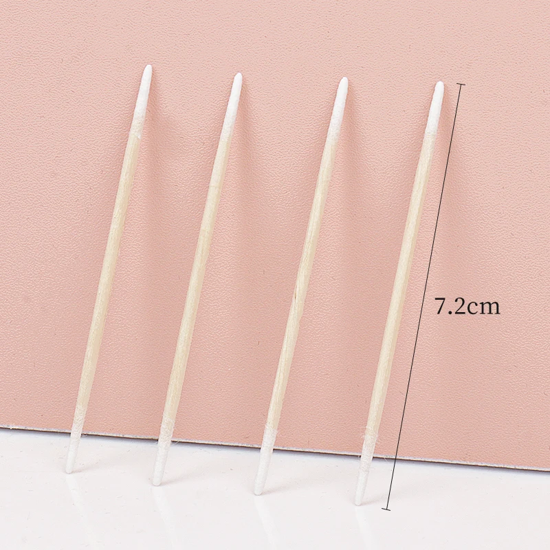 100pcs Disposable Ultra-small Double-end Wood Cotton   Swab  Lint  Free Micro Brushes Eyelash  Extension  Glue  Removing  Tools