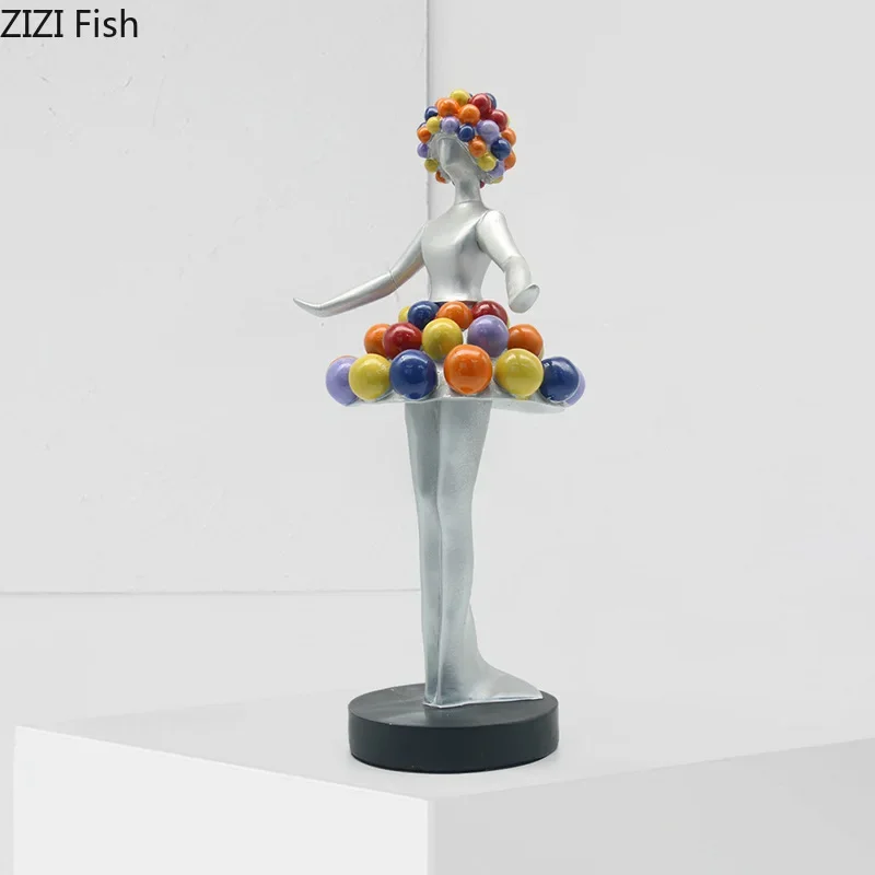 Ballet Girl Sculpture Balloon Man Statue Resin Character Ornaments Ballet Dancer Decoration Crafts Figurines Miniatures