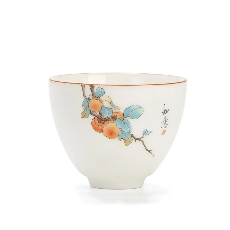 Boutique Ceramic Teacup Hand Painted Meditation Cup Single Portable Travel Tea Bowl Pu\'er Master Cup Handmade Porcelain Tea Set