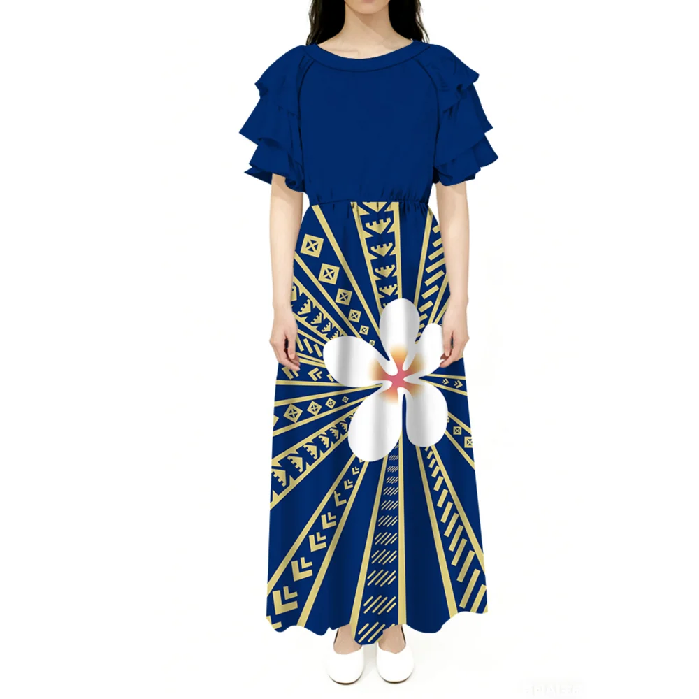 

Полинезийский островной женский модный платье с круглым вырезом Pacific Island Ретро Фестивальная вечеринка Элегантное вечернее платье