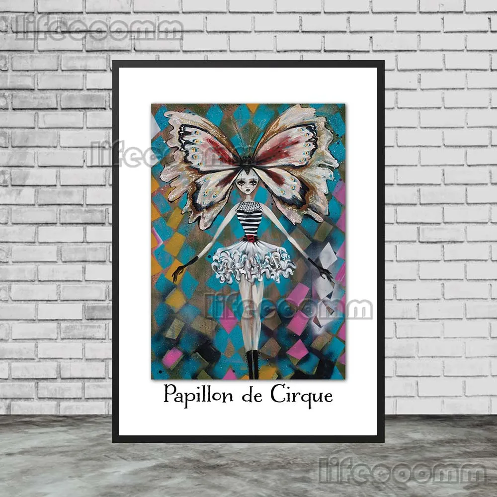 البهلوانية فرقة فراشة فتاة الكرتون المشارك الرسم على لوحات القماش الجدارية الملصقات يطبع جدار صور لغرفة المعيشة ديكور المنزل #4