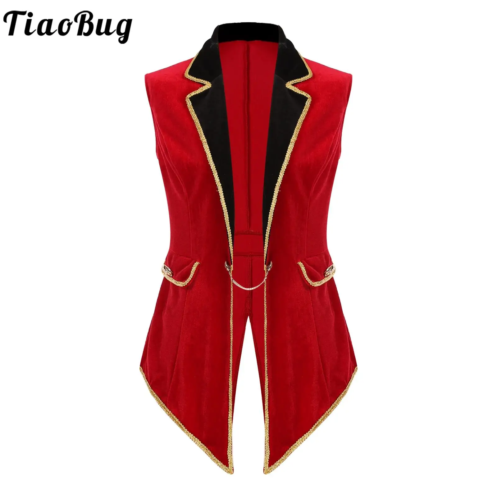 

Women's Circus Ringmaster Halloween Cosplay Tuxedo Coat Circus Showman Velvet Victorian Tailcoat Party Carnival Costume Tops