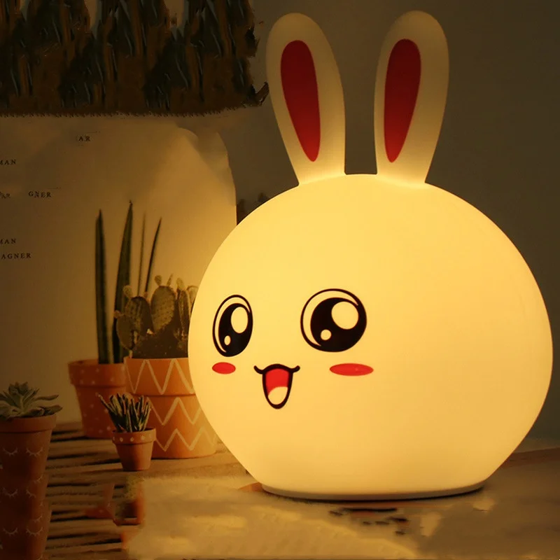 

Modern Simple Cartoon LED Bunny Night Light Silicone Stall, Luminous Rechargeable Toy, Bedroom Decoration Gift, Pat Night Light