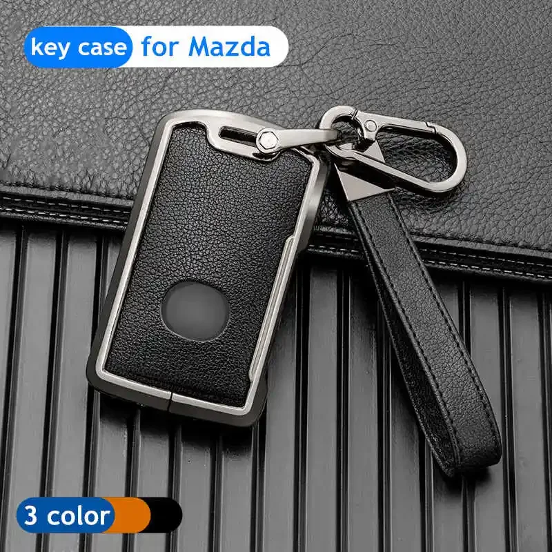 

Leather key case cover for Mazda 3 Alexa CX-30 EV CX-5 2022 2021 remote fob protector shell keychain accessories