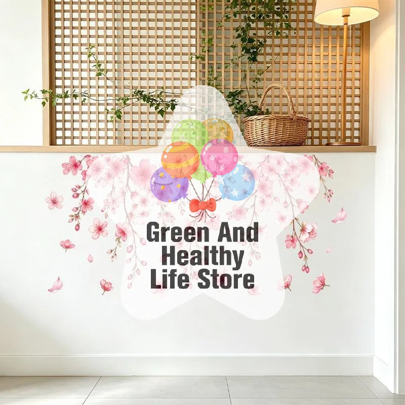 Pink Cherry Blossom Wall Stickers Self Adhesive Waterproof Perfect For Living Room Bedroom Home Decor