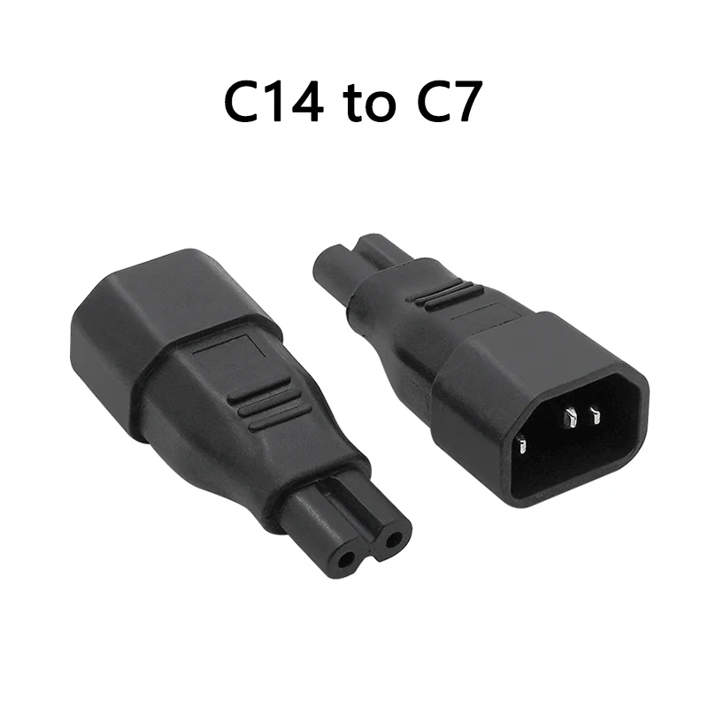1PCS IEC 320 Kettle 3-Pin C14 Male To C7 Female Power Converter Adapter Plug-Socket