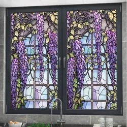 European Style Window  Film Stickers Colorful Film Vinyl for Glass Windows Stained Glass Window Film Home and Bathroom