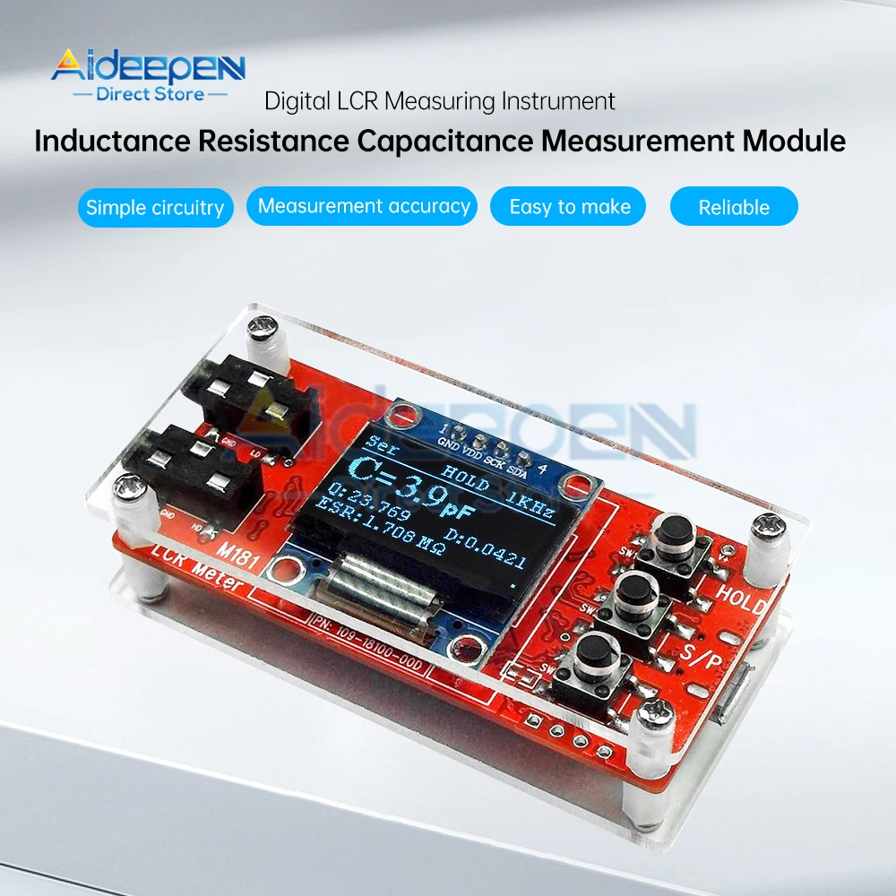 M181 LCR High Precision Tester Under 0.1Ω~10MΩ Resistance 1pF~10000uF Capacitance 1uH~20H Inductance for Electrician Tool