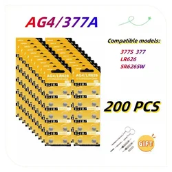 200PCS AG4 Alkaline Coin Cell LR626 377 SR626 177 626A 377A CX66W Button Battery For Toy Calculator Car Key Clock Watch 1.55V