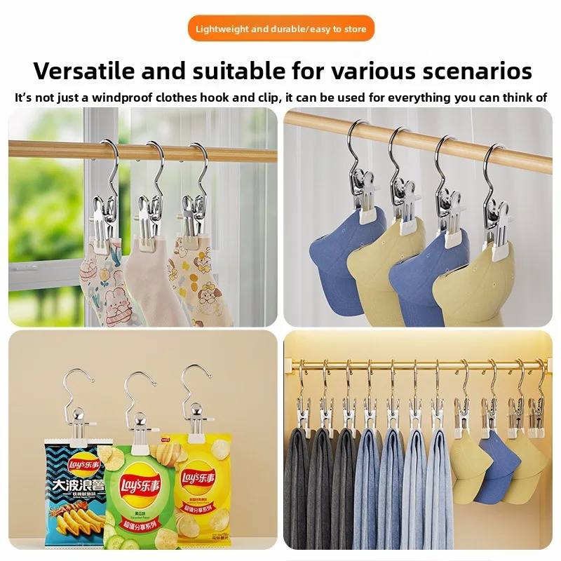Multi-Functional Stainless Steel Clip Hanger – Strong Grip,No Marks, Vertical Space-Saving,Rustproof&Durable,for Clothes, Socks