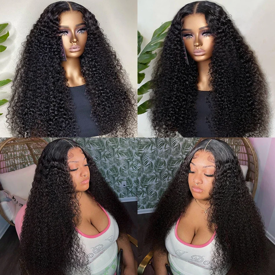 Natural Black 180Density 26Inch Long Deep Kinky Curly Soft Lace Front Wig For Women With Baby Hair Glueless Preplucked Daily
