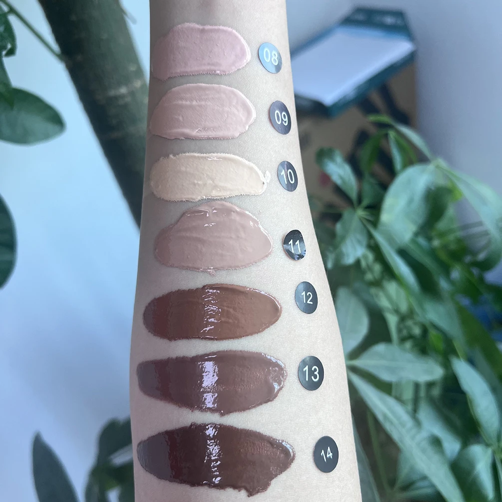 Etichetta privata Crema protettiva SPF55 a 14 colori Logo personalizzato Idratante naturale Illumina Trucco impermeabile Commercio all'ingrosso Cruelty Free