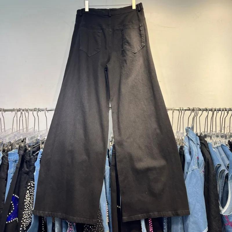 European Style Skinny Straight Heavy Industry Star Jeans Ladies 2025 Summer High Street Vintage Denim Trousers Streetwear Women