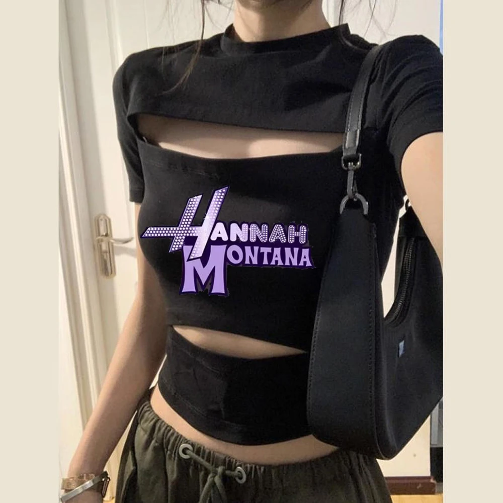 Hannah Montana cropped top teen y2k jojifuku gyaru emo 2000s t shirt jojifuku baddie gyaru