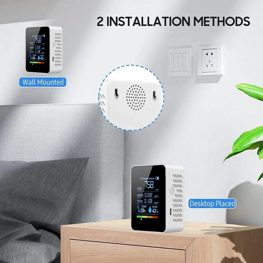 Home Air Quality Monitoring Carbon Dioxide Detector Indoor Air Quality Tester Audible Alarm Real-time Detection