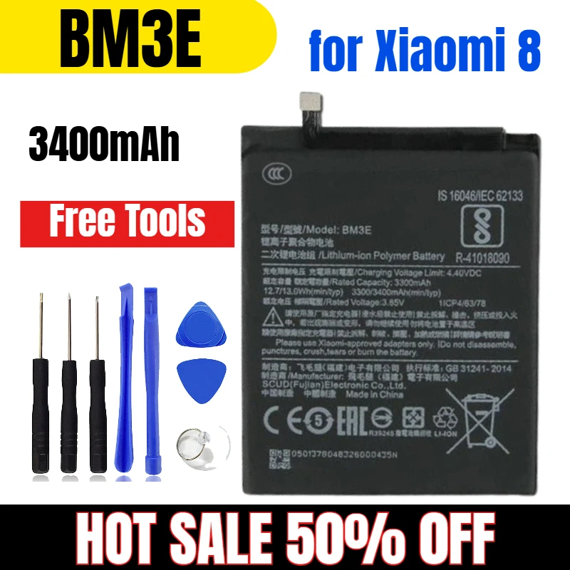 

3400mAh for Xiaomi 8 Mobile Phone Battery BM3E