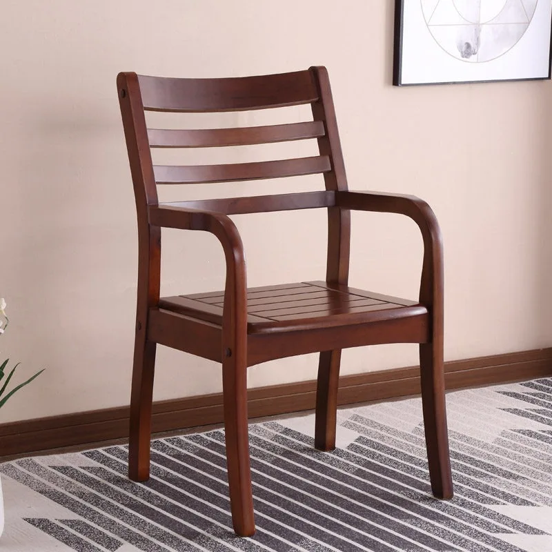 Solid wood back chair Chinese family armrest dining  for the elderly mahjong chair student office meeting  wooden