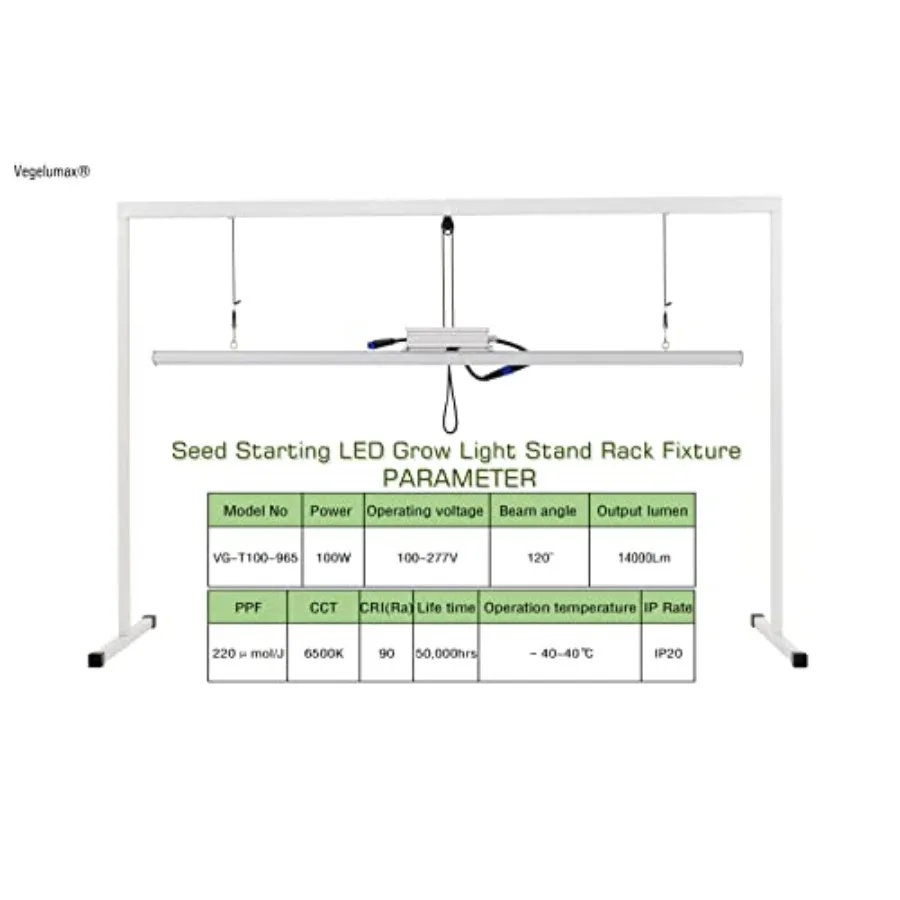 LED Grow Light Lamp Stand for Plant Seedling Germination Vege Flower Growth, Full Spectrum CRI 90+ White Light CCT 6500K, Isola view 2