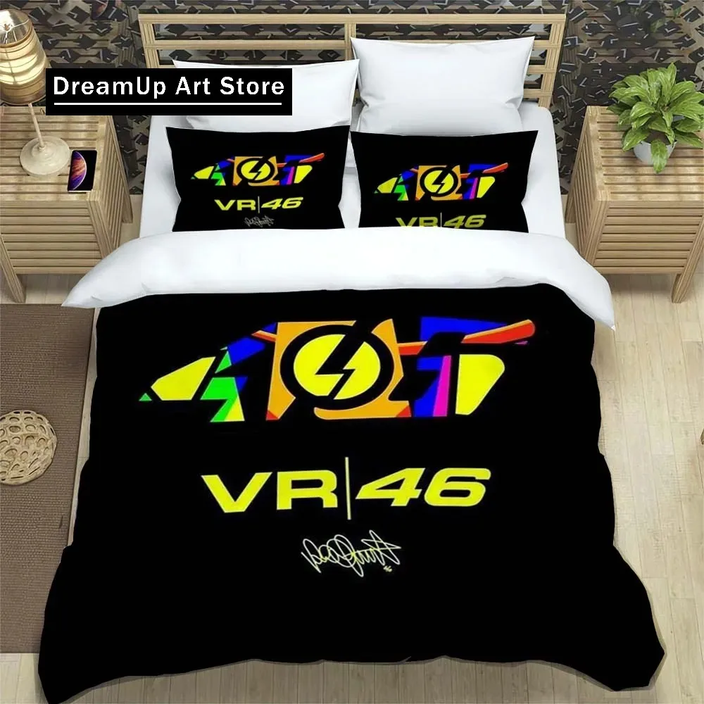 3D Print Motorcycle Fleet VR-46 Bedding Set Boys Girls Twin Queen King Size Duvet Cover Pillowcase Bed boys Adult Bedroom