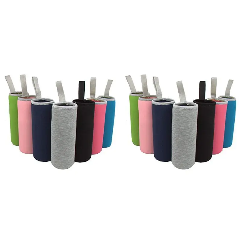 ABMS-14 Pack Glass Water Bottle Sleeve 12 Oz - 19 Oz Neoprene Insulated Collapsible Drink Bottle Covers Carrier, Multi-Color