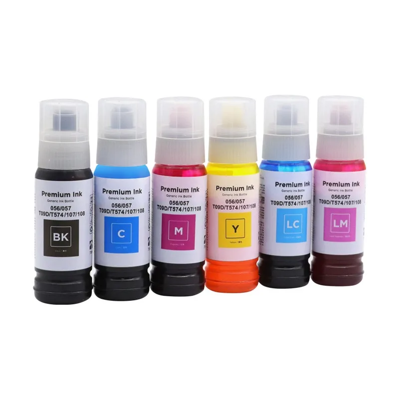 6 قطعة حبر صبغ الملء للتوافق مع حبر Epson 056 057 L8058 L18058 L8050 L18050 ET-18100 T09D T574 107 108 حبر ملون #3